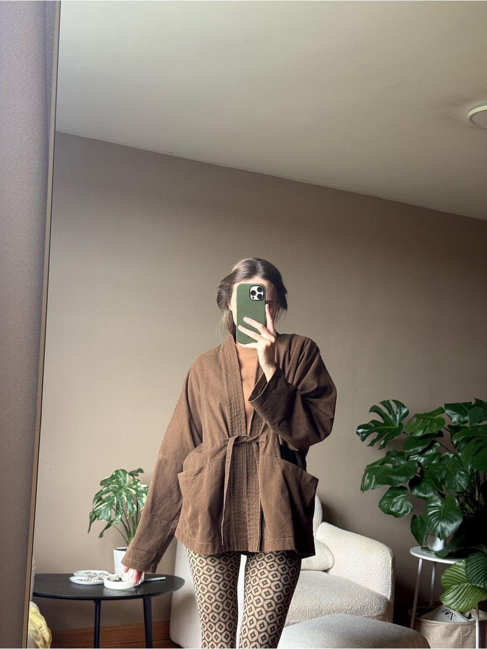 Brown Wrap Jacket with Pocket Detail